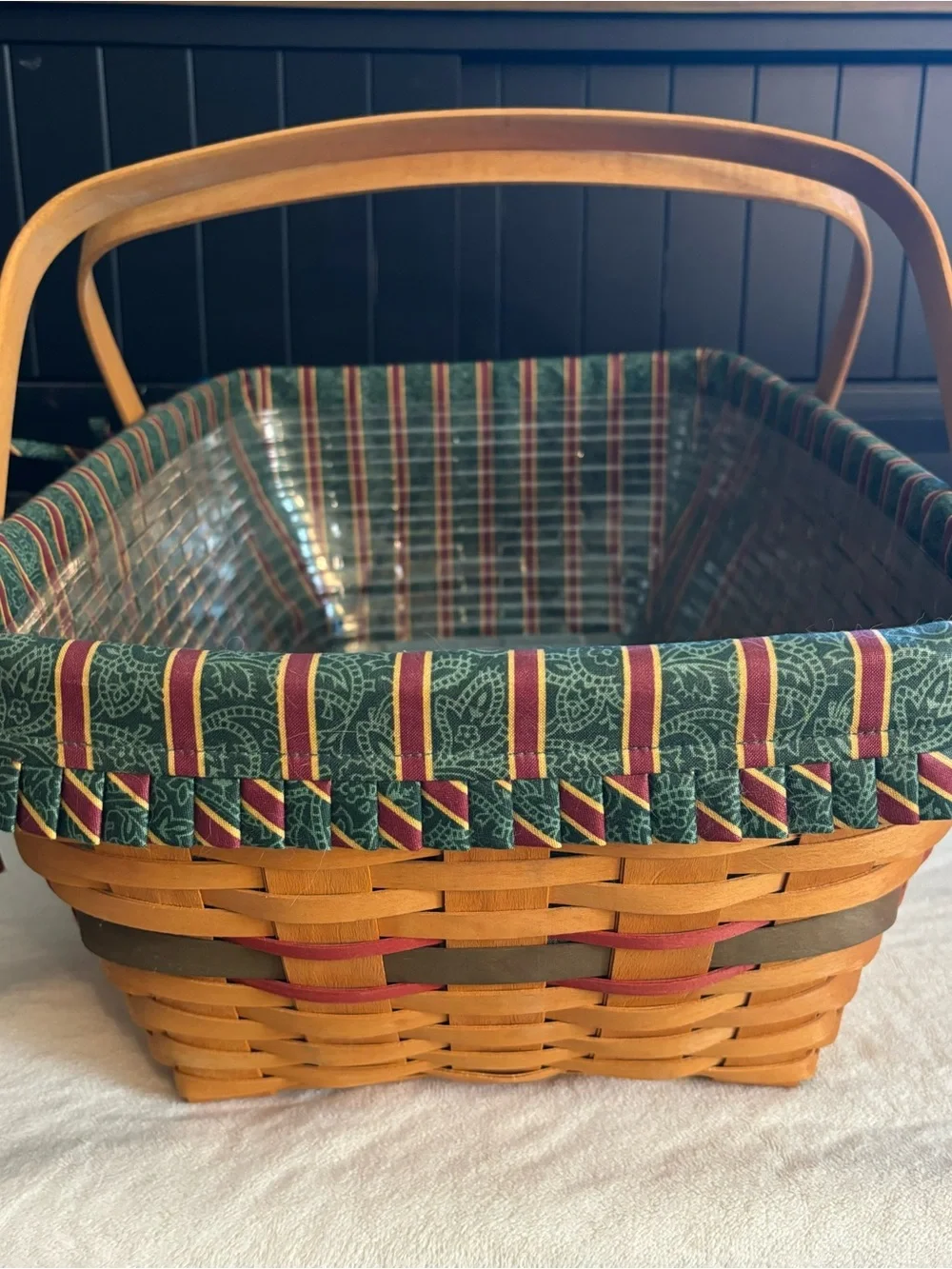 Longaberger 1996 Holiday Hostess Yuletide Treasures Imperial Stripes Basket